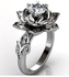 Water Lily Flower Designed Stone Studded Ring