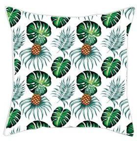 Leaf Printed Cushion Cover White/Green/Orange 45x45cm