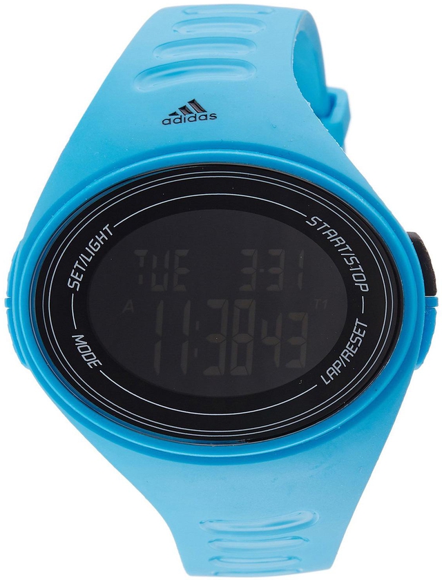 Adidas Unisex Cerulean Blue Oval Black Dial Night Light Polyurethane Quartz Watch