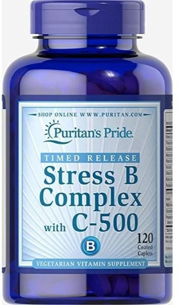 Puritan's Pride Stress Vitamin B-Complex with Vitamin C-500 Timed Release-120 Caplets
