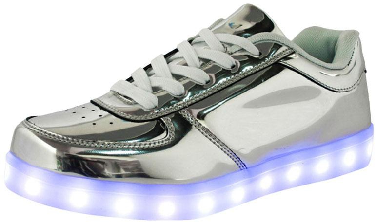 VNVNE DX563 Unisex Lovers 7 Colors Glowing Waterproof Party Dance LED Shoes Silver EU 46
