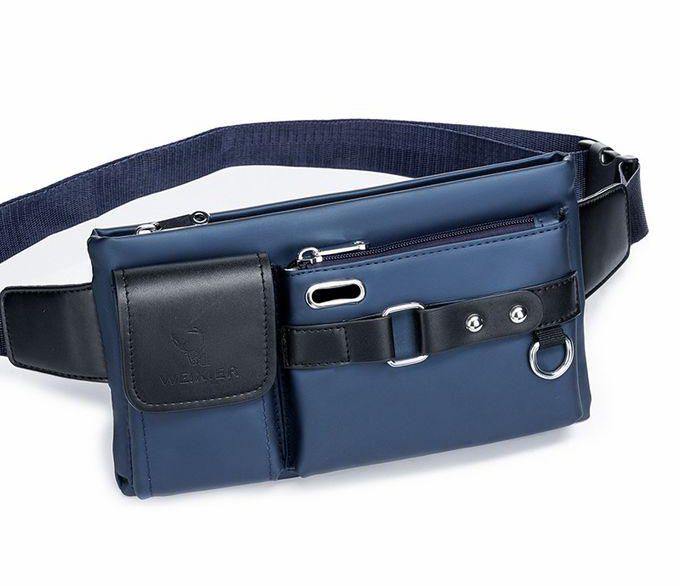 Leather Classic Cross Body Chest Bag Blue