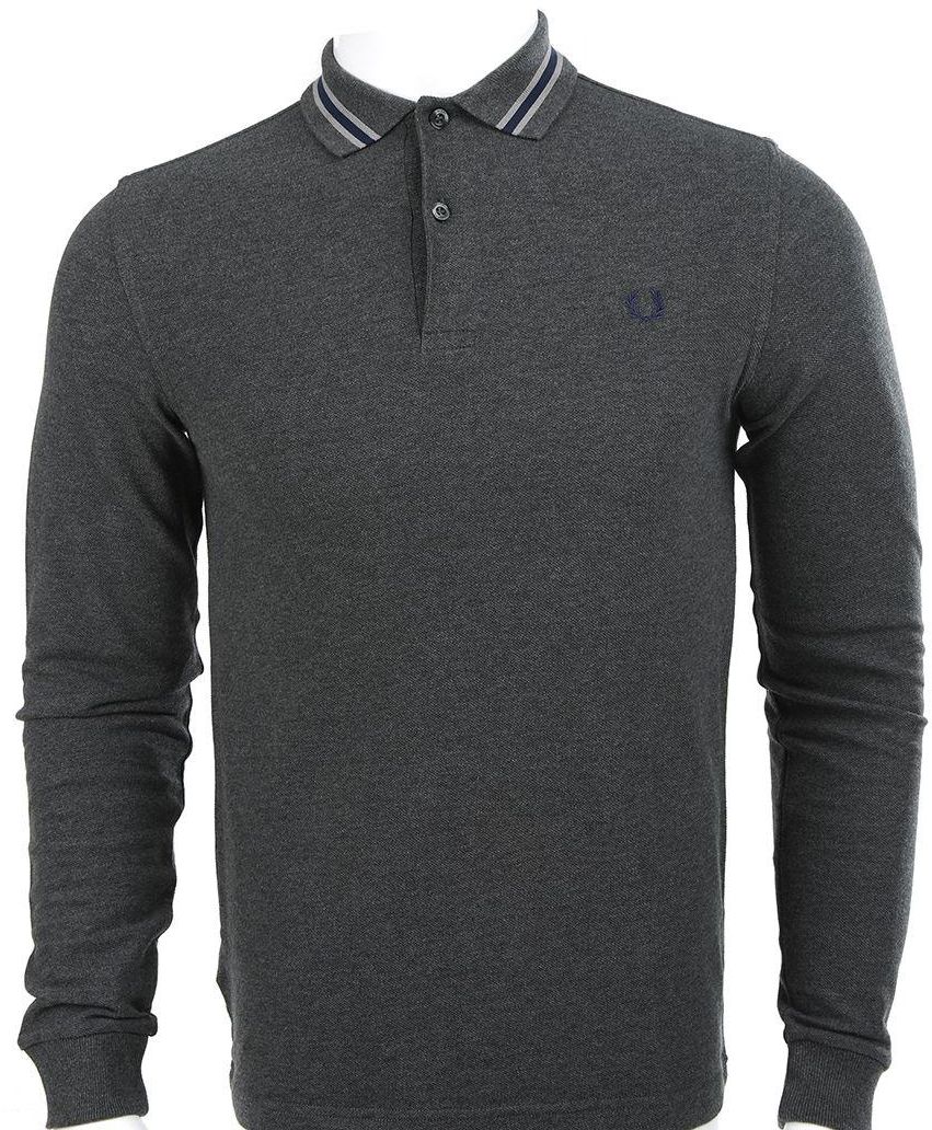 Fred Perry Grey Cotton Shirt Neck Polo For Men