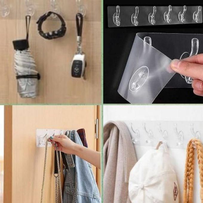 A Multi-use Holder With 6 Hooks - Self-adhesive