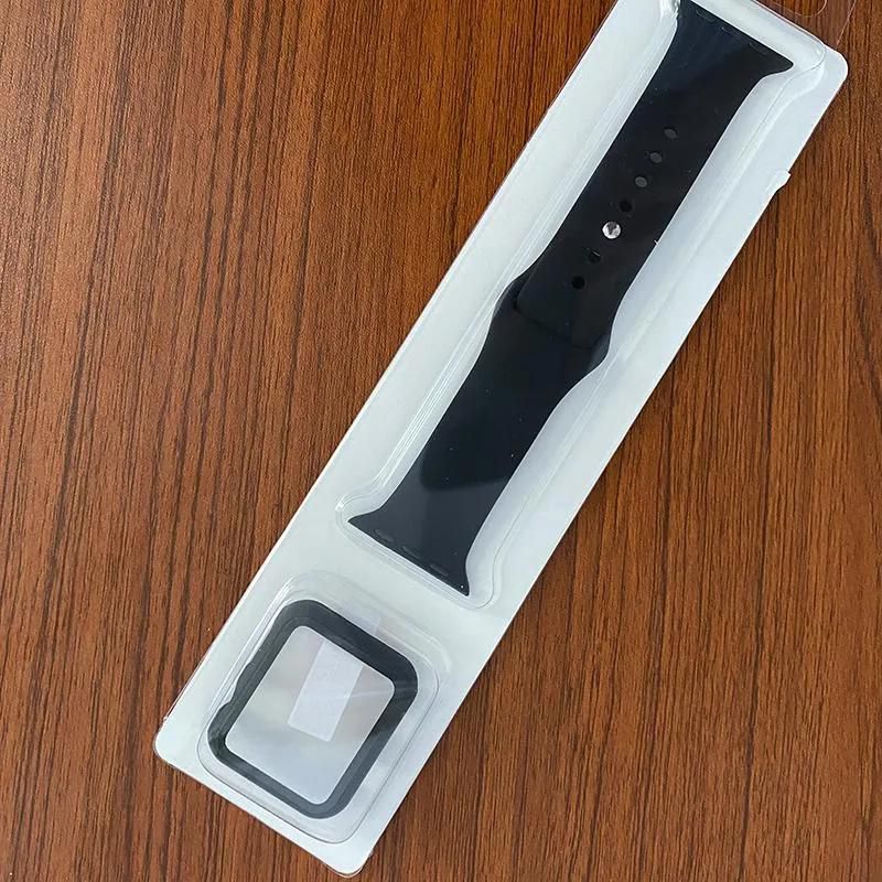 2 in 1 Silicone Watch Strap and Watch case + Screen Protector for For Apple Watch Series 9 8 7 6 SE 5 4 3 2 1 Size 49mm 41mm 45mm 44mm 42mm 40mm 38mm