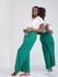 Anika Full Length Ribbed Pants with Drawstring Waist - Green