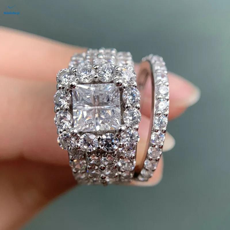 Lady New Fashion Zircon Ring Luxury Diamond Wedding Engagement Ring Anniversary Gift Jewelry
