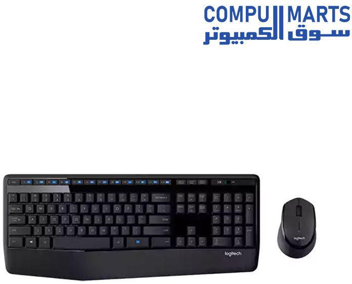 لوجيتك MK345 لوحة مفاتيح لاسلكية كاملة الحجم مع راحة وماوس مريح باليد