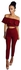 Generic Fashion Jumpsuits Womens 2 Piece Set Crop Top Ladies Sleeveless Cut Out Rompers Womens Jumpsuit Combinaison Femme - Red