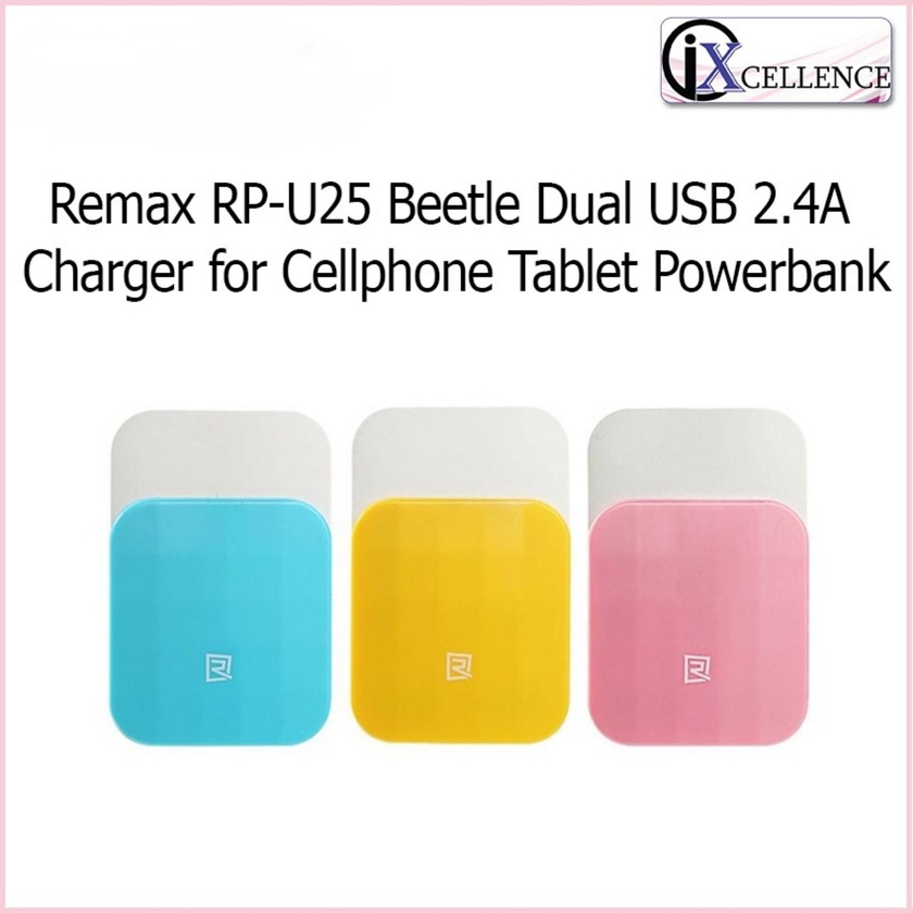Remax RP-U25 Beetle Dual USB 2.4A Charger For Cellphone Tablet Powerbank (Blue)