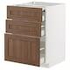 METOD / MAXIMERA Bc w pull-out work surface/3drw, white Enköping/brown walnut effect, 60x60 cm - IKEA