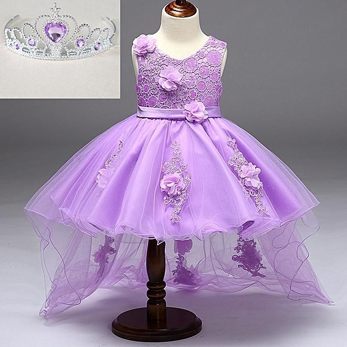 Generic Baby Girls Party Dress Long Tail Children Flower Clothes ...