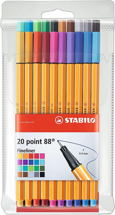 ستابيلو طقم أقلام بوينت 88 من 20 قطعة متعدد الألوان - 8820