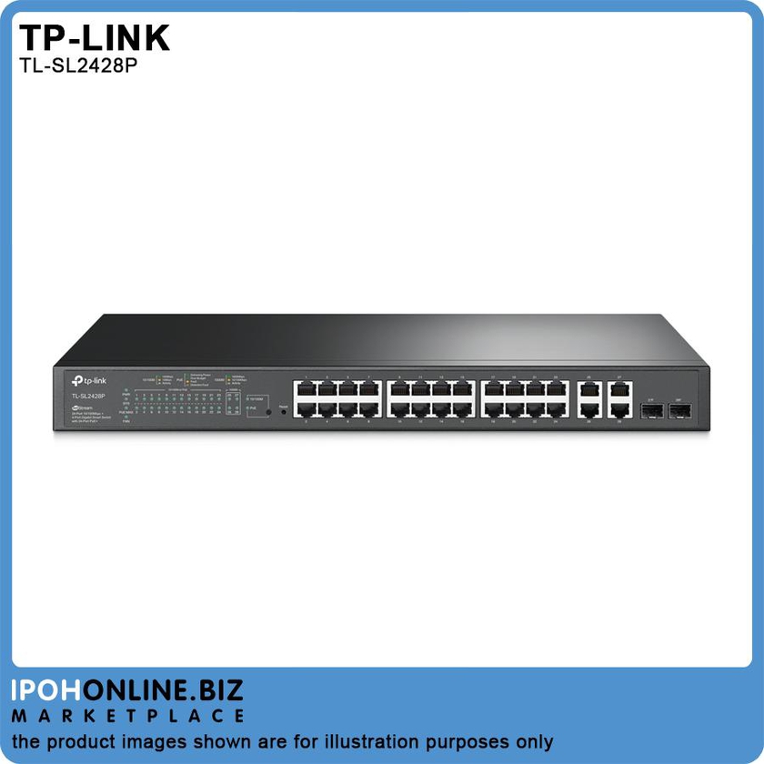TP-Link TL-SL2428P JetStream 24-Port 10/100Mbps + 4-Port Gigabit Smart PoE