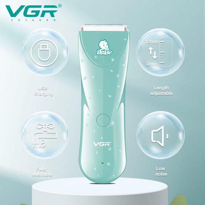 VGR في جي ار ماكينة حلاقة شعر الاطفال V-150، ماكينة حلاقة كهربائية بشفرة سيراميك للاطفال الرضع والصغار، مجموعة حلاقة شعر لاسلكية فائقة الهدوء وقابلة لاعادة الشحن ومقاومة للماء للاطفال