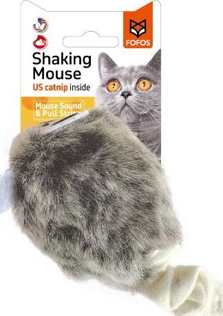 FOFOS Pull String & Sound Chip Grey Shaking Mouse Cat Toys