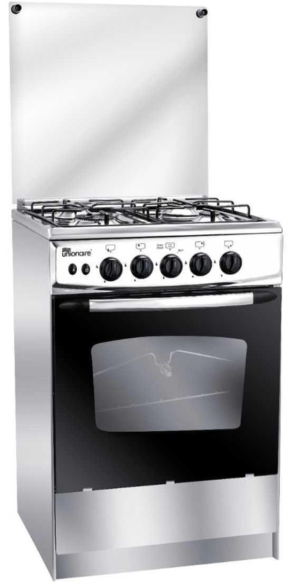 Get Unionaire C6060SS-AP-447-L Gas Cooker, 4 Burners, 60 x 60 cm, Glass Lid - Black Silver with best offers | Raneen.com