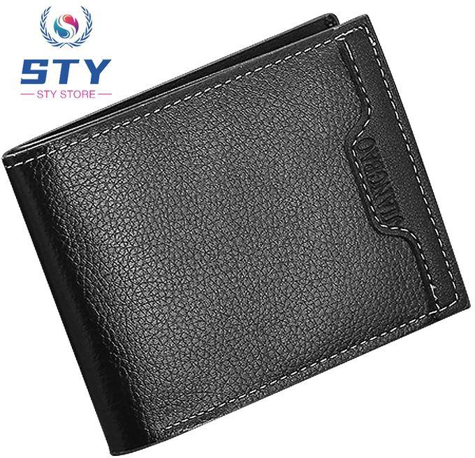 Fashion Men Short Wallets Business Billfold Horizontal Wallet Credit Card Holder-Black