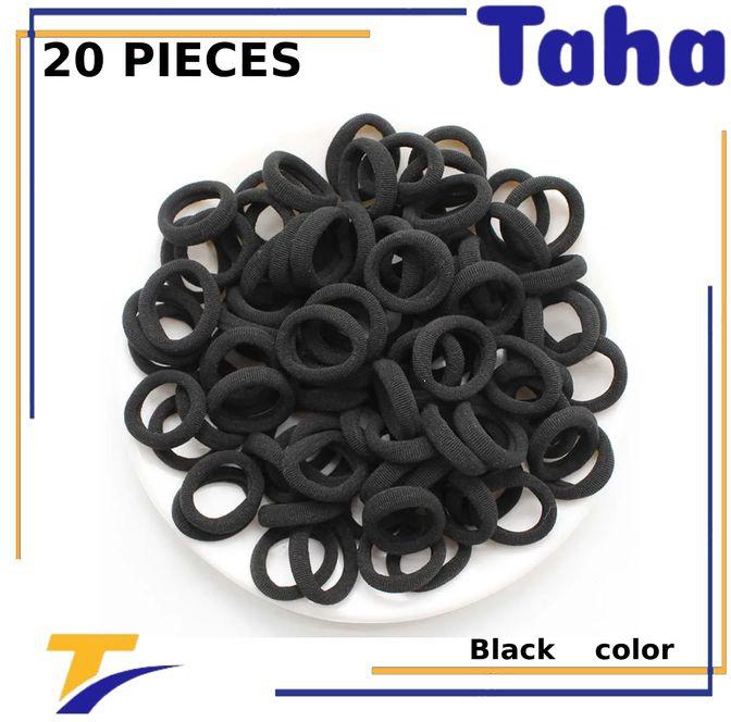 Taha Offer Small Elastic Hair Ties Color Black 20 Pieces