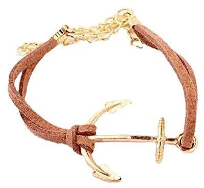 Leather bracelet color Light brown in the shape of a anchor No 916 - 3