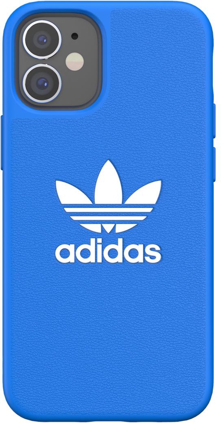 Adidas ORIGINALS Apple iPhone 12 Mini Basic Moulded Case - Back cover w/ Trefoil Design, Scratch & Drop Protection w/ TPU Bumper, Wireless Charging Compatible - Blue/White