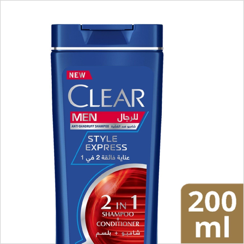 Clear, Men Shampoo, Anti-Dandruff, Style Express 2 In 1 - 200 Ml