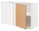 METOD Corner base cabinet with shelf, white/Vedhamn oak, 128x68 cm - IKEA
