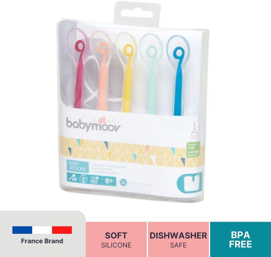 Babymoov Silicone Baby Spoons Set Of 5 Multicoloured 4-6months