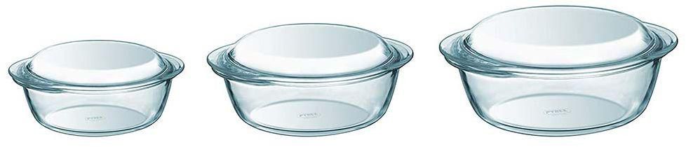 Pyrex Essentials - Set of 3 glass casseroles high resistance 1,4L/2,1L/3L