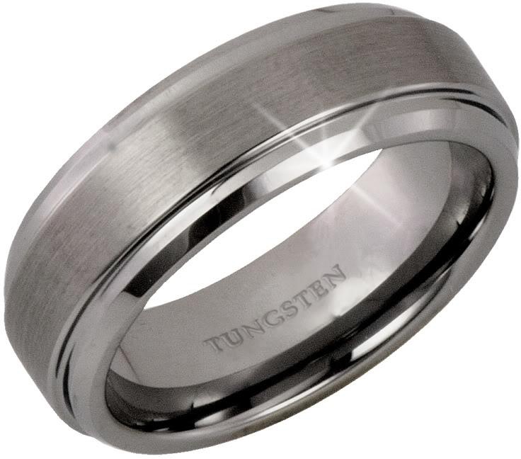 Peora Tungsten Carbide Two Tone Brushed Finish Ring Band for Men