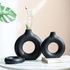 3 Piece Ceramic Vases Set For Home Decoration, Matte Hollow Round Vases Boho Decor For Pampas Grass, Modern Vases Simple Decoration For Living Room, Office, Weddings, Bedroom And Dining Table (Black)