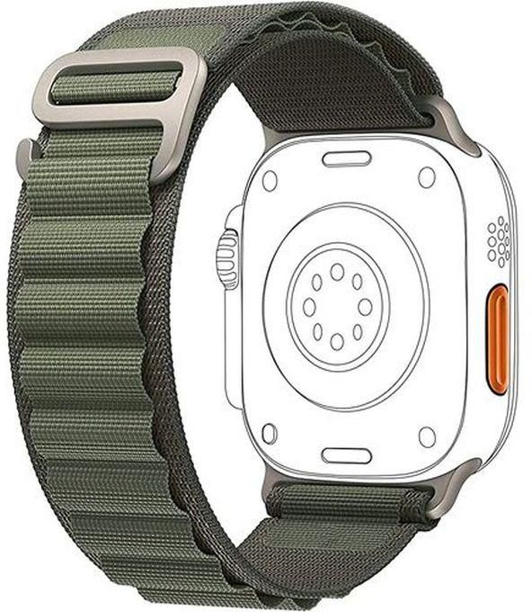 Alpine Loop For Apple Watch 49mm Nylon Woven Ring Strap Series 8 Ultra 49mm - Green