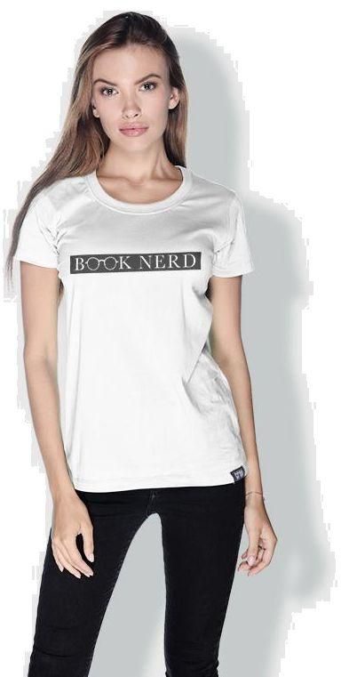 Creo Book Nerd Funny T-Shirts For Women - M, White