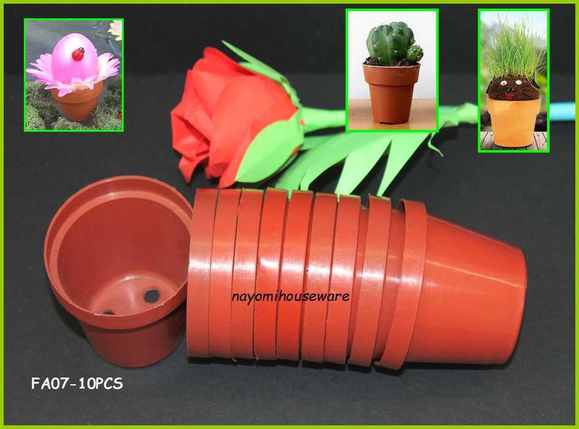 10 pieces of 4cm Mini Plastic Pot for Growing Herbs/Cactus &amp; Decoration (Brown)