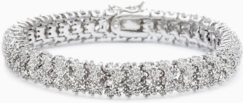 Finesque Overlay 1 ct TDW Diamond Bracelet with Red Bow Gift Box