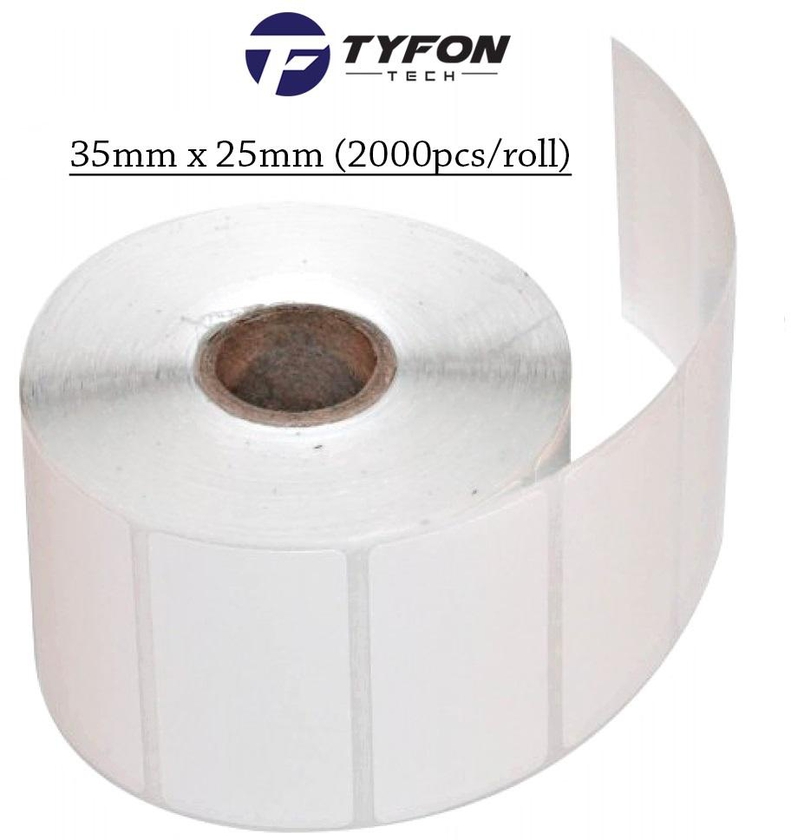 Tyfontech Blank Barcode Label Sticker 35mm x 25mm (2000pcs/roll)