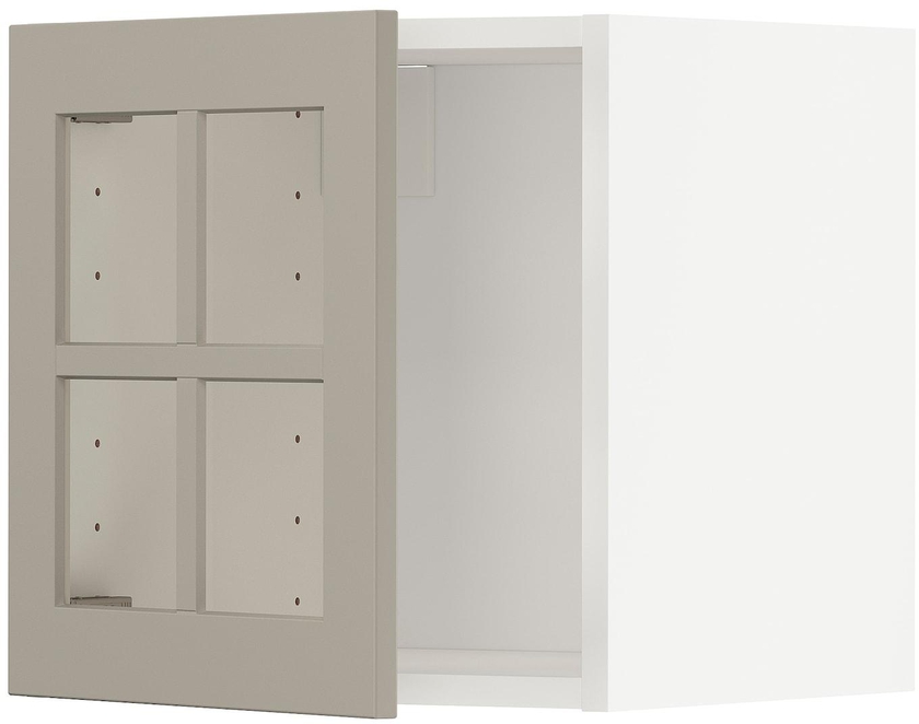 METOD خزانة حائط افقية مع باب زجاجي - أبيض/Stensund بيج ‎40x40 سم‏