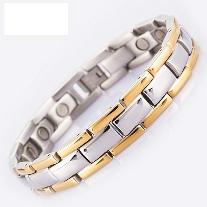 Generic Grace Energy Magnetic Bracelet Men Golden Chain Link 316L Stainless Steel Bracelets Bangle