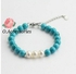 O Accessories Bracelet White Pearl ,turquoise Stones ,silver Metal