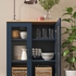 SKRUVBY Cabinet with glass doors - black-blue 70x90 cm