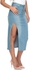 Jolly Chic Blue Denim Straight Skirt For Women