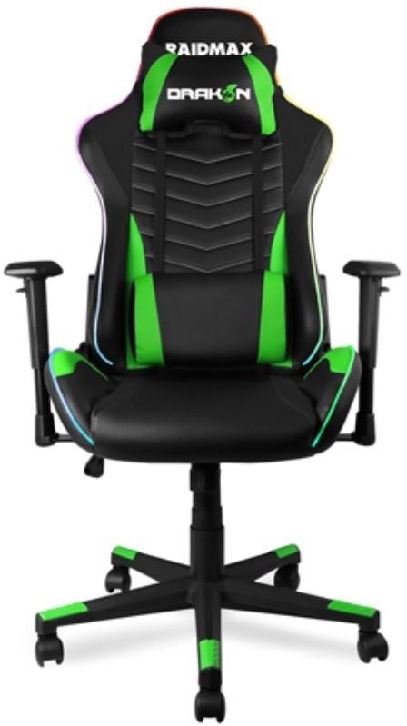 Raidmax Drakon DK922 RGB Green Gaming Chair, PU leather, 90° - 135° backward movement, 1D movable armrest, adjustable pillow  | DK922GN-RGB