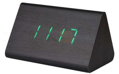 AJ-6031 Wood Triangl LED Alarm Clock Digital Desk Clock-Black