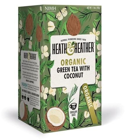 Heath & Heather Organic Green Tea with Coconut - 20's
