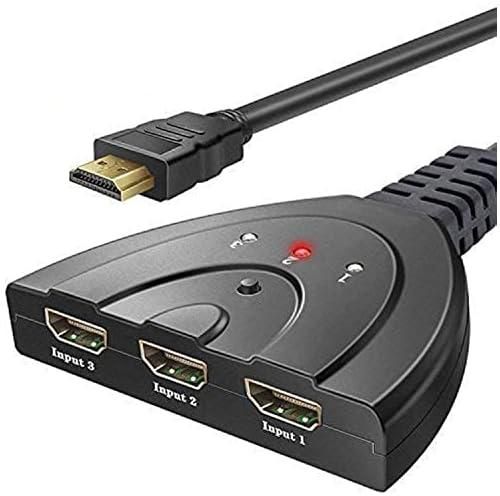 HDMI Switch, Wishlink 3 Port 4K HDMI Switcher 3x1 Switch HDMI Splitter Pigtail Cable Supports Full HD 4K 1080P 3D Player