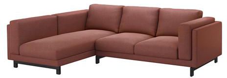 NOCKEBY3-seat sofa, with chaise longue, left Tallmyra, Tallmyra wood rust/wood