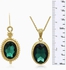 Adoriana Regal 20 Carat Oval Shape Crystal Emerald Necklace With Free Matching Earrings