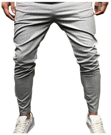 Men Stripe Outdoor Casual Jogger Sweatpants Long Pencil Pants Sports Trousers Gray