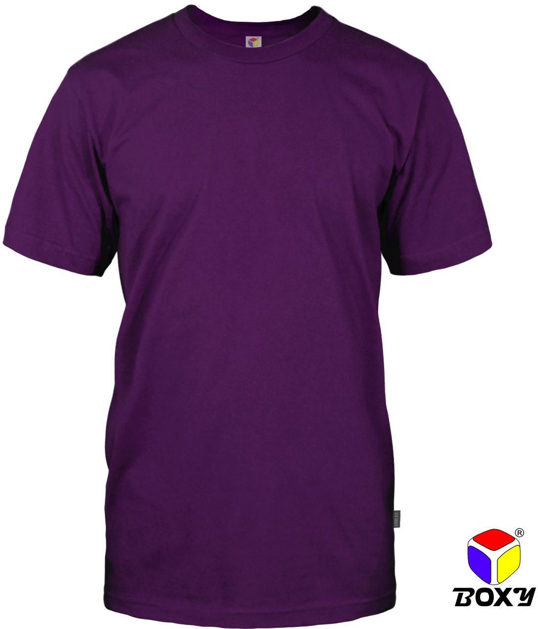Boxy Microfiber Round Neck Plain T-shirt - 7 Sizes (Dark Violet)