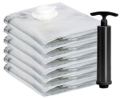 6-Piece Vacuum Food Sealer Bag Set With Hand Pump Clear/Black